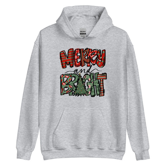 Hoodies Sport Grey / S Merry and Bright Unisex Hoodie By Luv Alwayz Gifts For Every Occassion