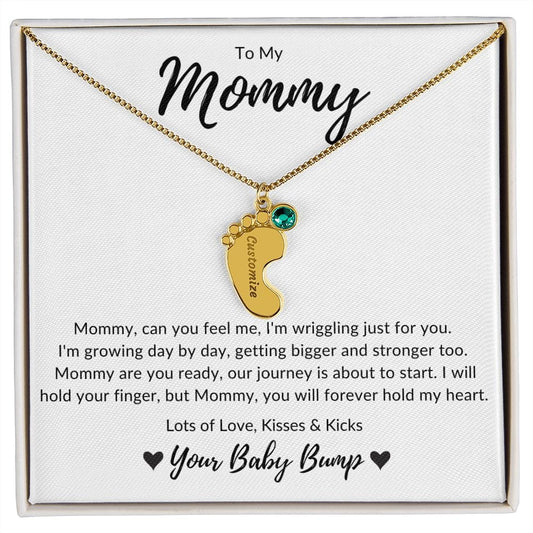 Jewelry 1 Charm / 18K Yellow Gold Finish / Standard Box To My Mommy Baby Feet Necklace By Luv Alwayz Gifts For Every Occassion