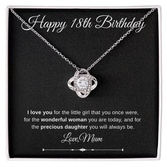 Jewelry 14K White Gold Finish / Standard Box Happy 18th Birthday Luv Knot Necklace Love Mum By Luv Alwayz Gifts For Every Occassion