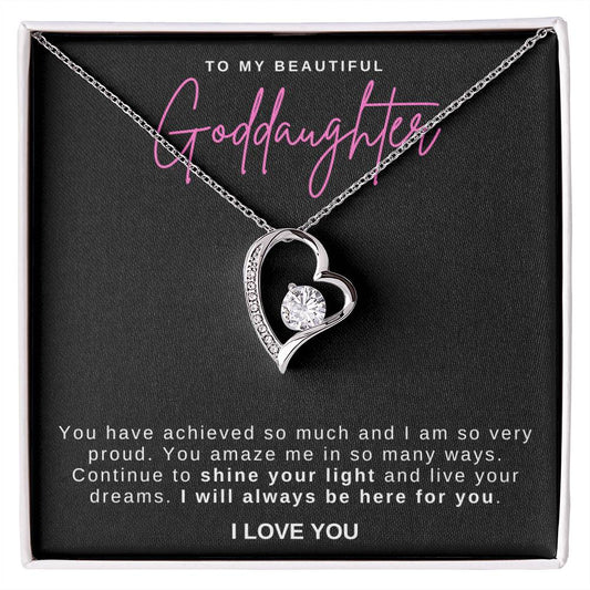 Jewelry 14k White Gold Finish / Standard Box To My Beautiful Goddaughter Forever Loved Necklace By Luv Alwayz Gifts For Every Occassion