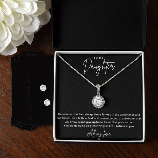 Jewelry 14k White Gold Finish / Standard Box To My Daughter Luv Gem Set By Luv Alwayz Gifts For Every Occassion