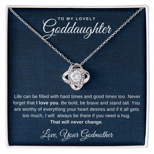Jewelry 14K White Gold Finish / Standard Box To My Lovely Goddaughter Luv Knot Necklace By Luv Alwayz Gifts For Every Occassion