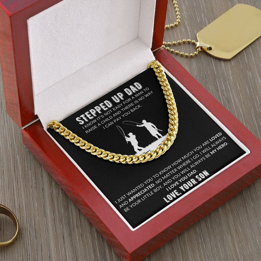 Jewelry 14K Yellow Gold Finish / Luxury Box Stepped Up Dad Cuban Chain By Luv Alwayz Gifts For Every Occassion