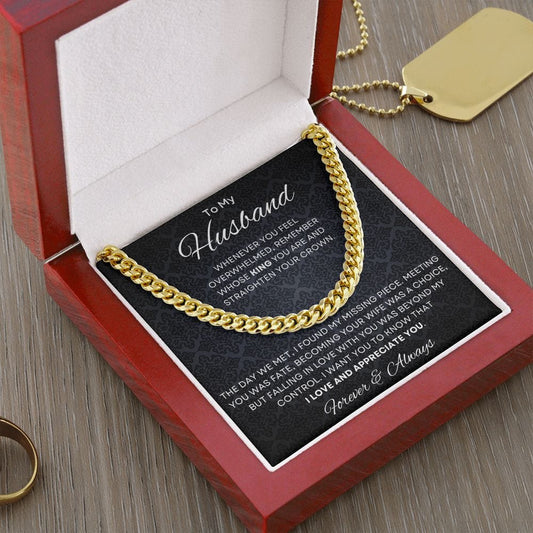 Jewelry 14K Yellow Gold Finish / Luxury Box To My Husband Forever & Always Cuban Chain By Luv Alwayz Gifts For Every Occassion