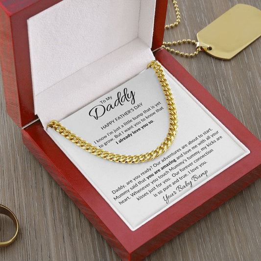Jewelry 14K Yellow Gold Finish / Mahogany Finish Luxury Box To My Daddy Happy Father's Day Cuban Chain By Luv Alwayz Gifts For Every Occassion