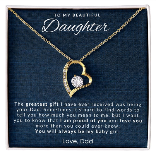 Jewelry 18k Yellow Gold Finish / Standard Box My Beautiful Daughter Forever Loved Necklace By Luv Alwayz Gifts For Every Occassion