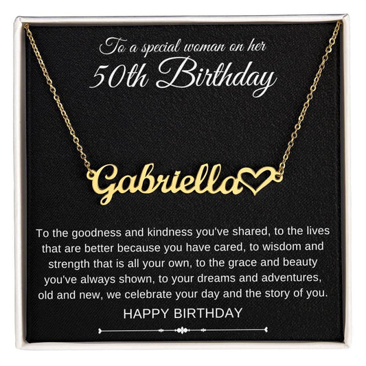 Jewelry 18k Yellow Gold Finish / Standard Box Special woman 50th Birthday Luv heart Necklace Happy Birthday By Luv Alwayz Gifts For Every Occassion