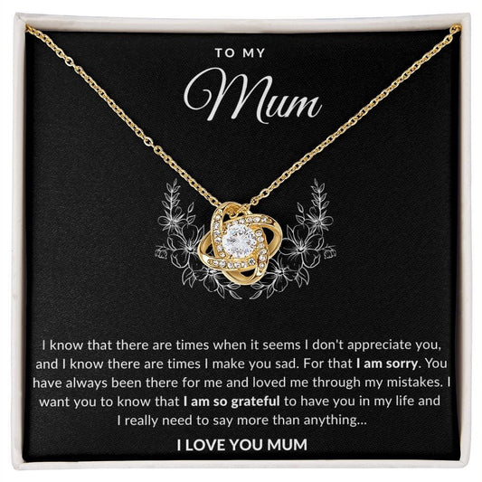 Jewelry 18K Yellow Gold Finish / Standard Box To Mum Luv Knot Necklace By Luv Alwayz Gifts For Every Occassion