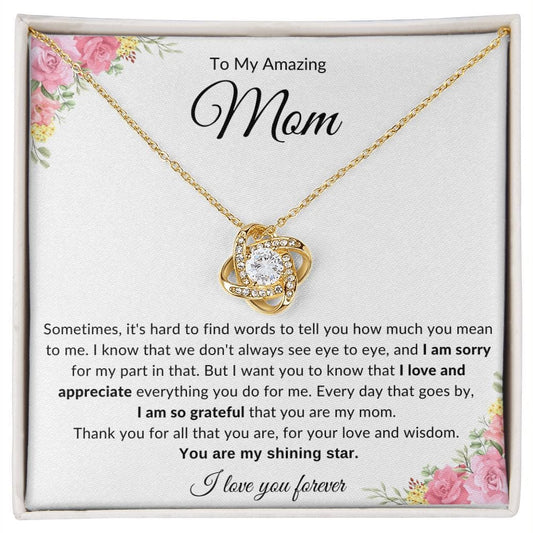 Jewelry 18K Yellow Gold Finish / Standard Box To My Amazing Mom Luv Knot Necklace By Luv Alwayz Gifts For Every Occassion