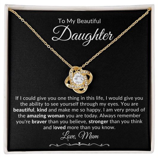Jewelry 18K Yellow Gold Finish / Standard Box To My Beautiful Daughter Luv Knot Necklace By Luv Alwayz Gifts For Every Occassion