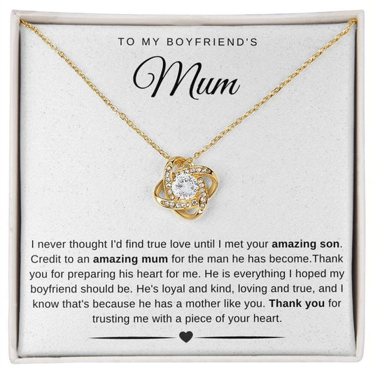 Jewelry 18K Yellow Gold Finish / Standard Box To My Boyfriend's Mum Luv Knot Necklace By Luv Alwayz Gifts For Every Occassion