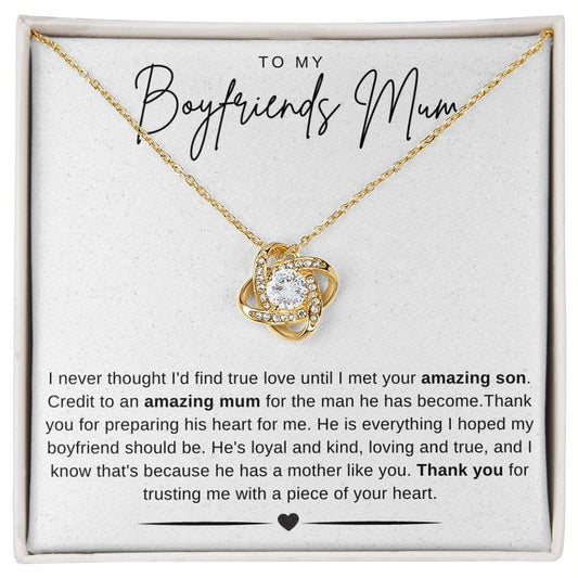 Jewelry 18K Yellow Gold Finish / Standard Box To My Boyfriend's Mum Luv Knot Necklace By Luv Alwayz Gifts For Every Occassion