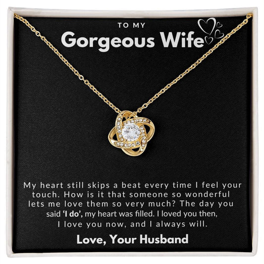 Jewelry 18K Yellow Gold Finish / Standard Box To My Gorgeous Wife Luv Knot Necklace By Luv Alwayz Gifts For Every Occassion