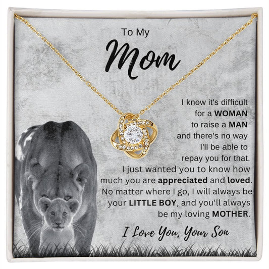 Jewelry 18K Yellow Gold Finish / Standard Box To My Mom Loving Mother Luv Knot Necklace By Luv Alwayz Gifts For Every Occassion