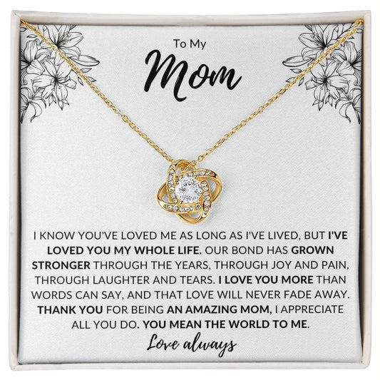 Jewelry 18K Yellow Gold Finish / Standard Box To My Mom Luv Knot Necklace By Luv Alwayz Gifts For Every Occassion