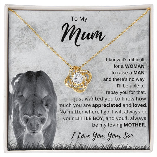 Jewelry 18K Yellow Gold Finish / Standard Box To My Mum Loving Mother Luv Knot Necklace By Luv Alwayz Gifts For Every Occassion