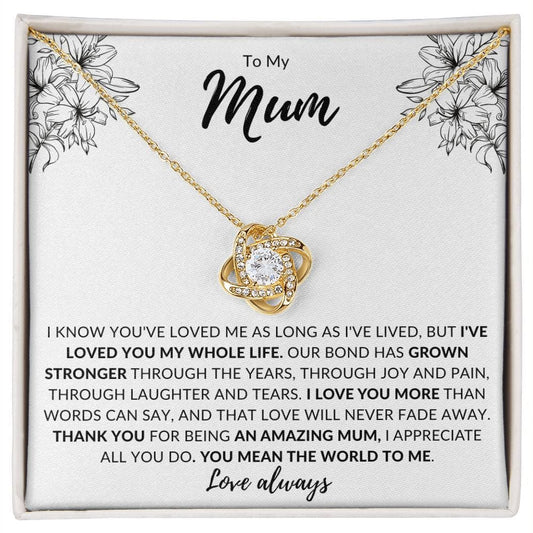 Jewelry 18K Yellow Gold Finish / Standard Box To My Mum Luv Knot Necklace By Luv Alwayz Gifts For Every Occassion