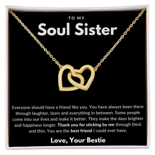 Jewelry 18K Yellow Gold Finish / Standard Box To My Soul Sister Interlocking Hearts Necklace By Luv Alwayz Gifts For Every Occassion