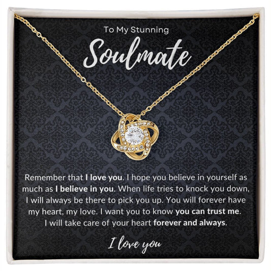 Jewelry 18K Yellow Gold Finish / Standard Box To My Stunning Soulmate Luv Knot Necklace By Luv Alwayz Gifts For Every Occassion