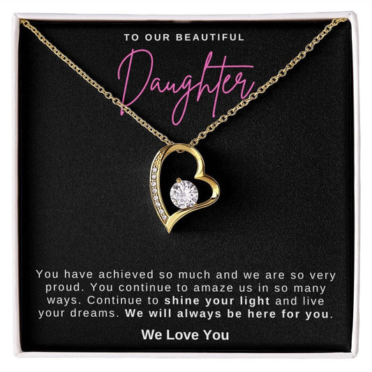 Jewelry 18k Yellow Gold Finish / Standard Box To Our Beautiful Daughter Forever Loved Necklace By Luv Alwayz Gifts For Every Occassion