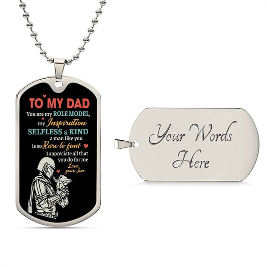 Jewelry Military Chain (Silver) / Yes You Are My Role Model Graphical Dog Tag & Ball Chain By Luv Alwayz Gifts For Every Occassion
