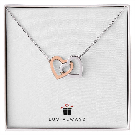 Jewelry Polished Stainless Steel & Rose Gold Finish / Standard Box Interlocking Hearts Necklace By Luv Alwayz Gifts For Every Occassion
