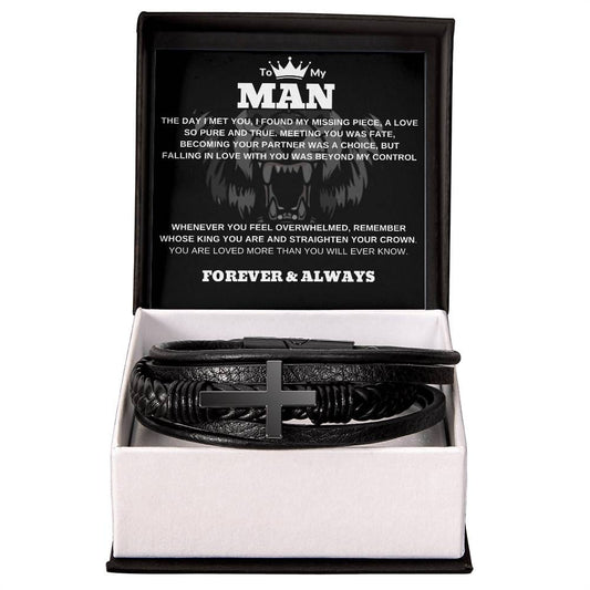 Jewelry Standard Box To My Man Cross Leather Bracelet By Luv Alwayz Gifts For Every Occassion