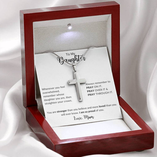 Jewelry To My Daughter Pray On It Love Mum Cross Necklace By Luv Alwayz Gifts For Every Occassion