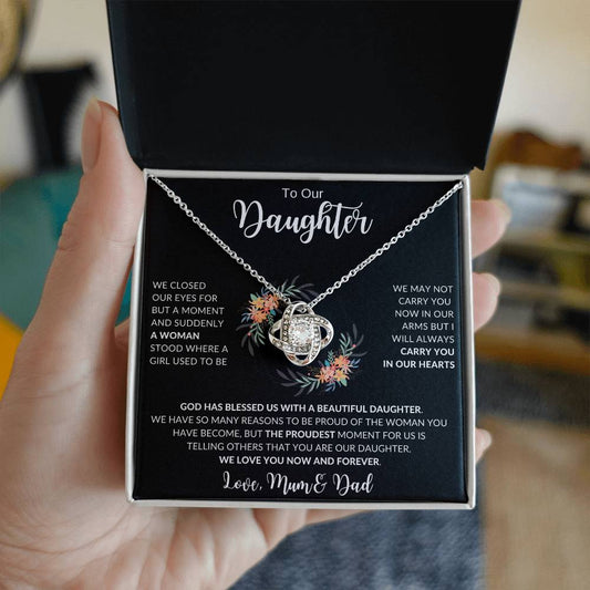 Jewelry To Our Daughter Love Knot Blessed Necklace | Christmas Gifts By Luv Alwayz Gifts For Every Occassion