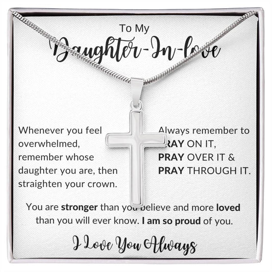 Jewelry Two Tone Box To My Daughter-in-love  Pray On It Cross Necklace By Luv Alwayz Gifts For Every Occassion