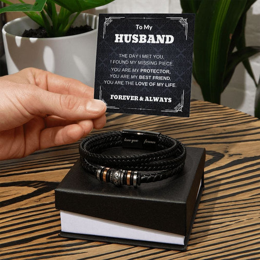 Jewelry Two Tone Box To My Husband 'Love You Forever' Engraved Bracelet | Gifts For Him By Luv Alwayz Gifts For Every Occassion