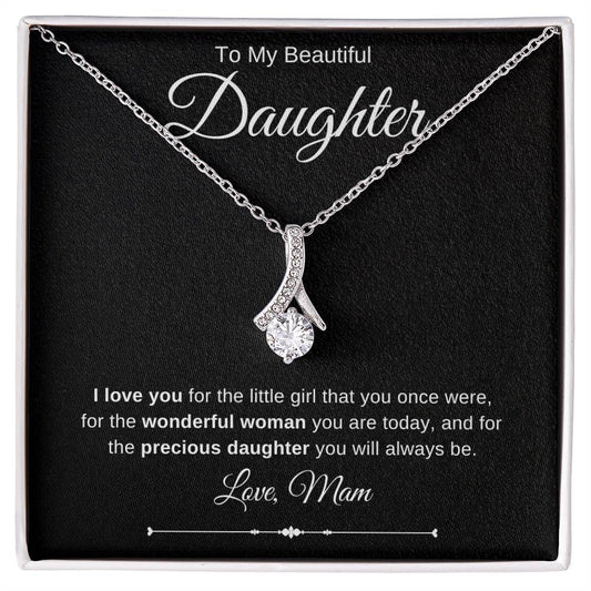Jewelry White Gold Finish / Standard Box To My Beautiful Daughter Embraced by Luv Necklace By Luv Alwayz Gifts For Every Occassion