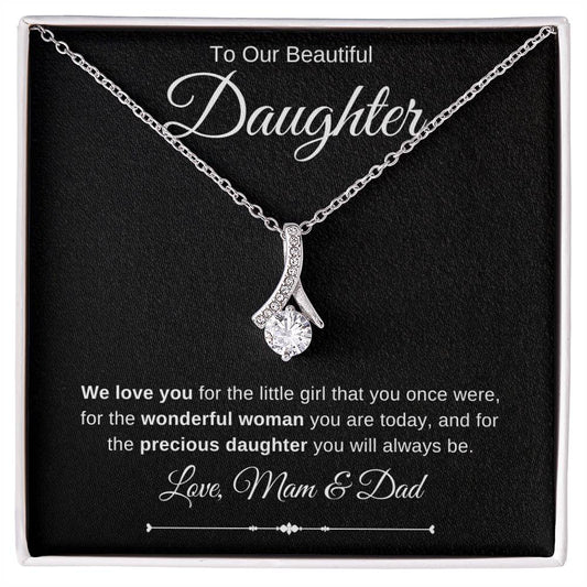Jewelry White Gold Finish / Standard Box To Our Beautiful Daughter Embraced by Luv Necklace By Luv Alwayz Gifts For Every Occassion