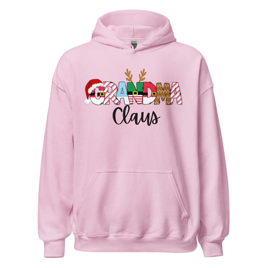 Light Pink / S Grandma Claus Novelty Hoodie By Luv Alwayz Gifts For Every Occassion