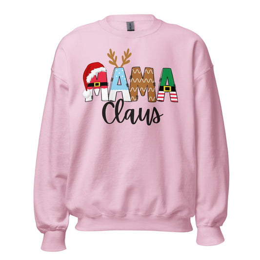 Light Pink / S Mama Claus Sweatshirt By Luv Alwayz Gifts For Every Occassion