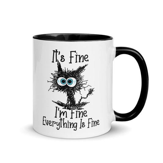 Mugs 11 oz It's Fine Cat Mug with Color Inside | Funny christmas Gifts By Luv Alwayz Gifts For Every Occassion