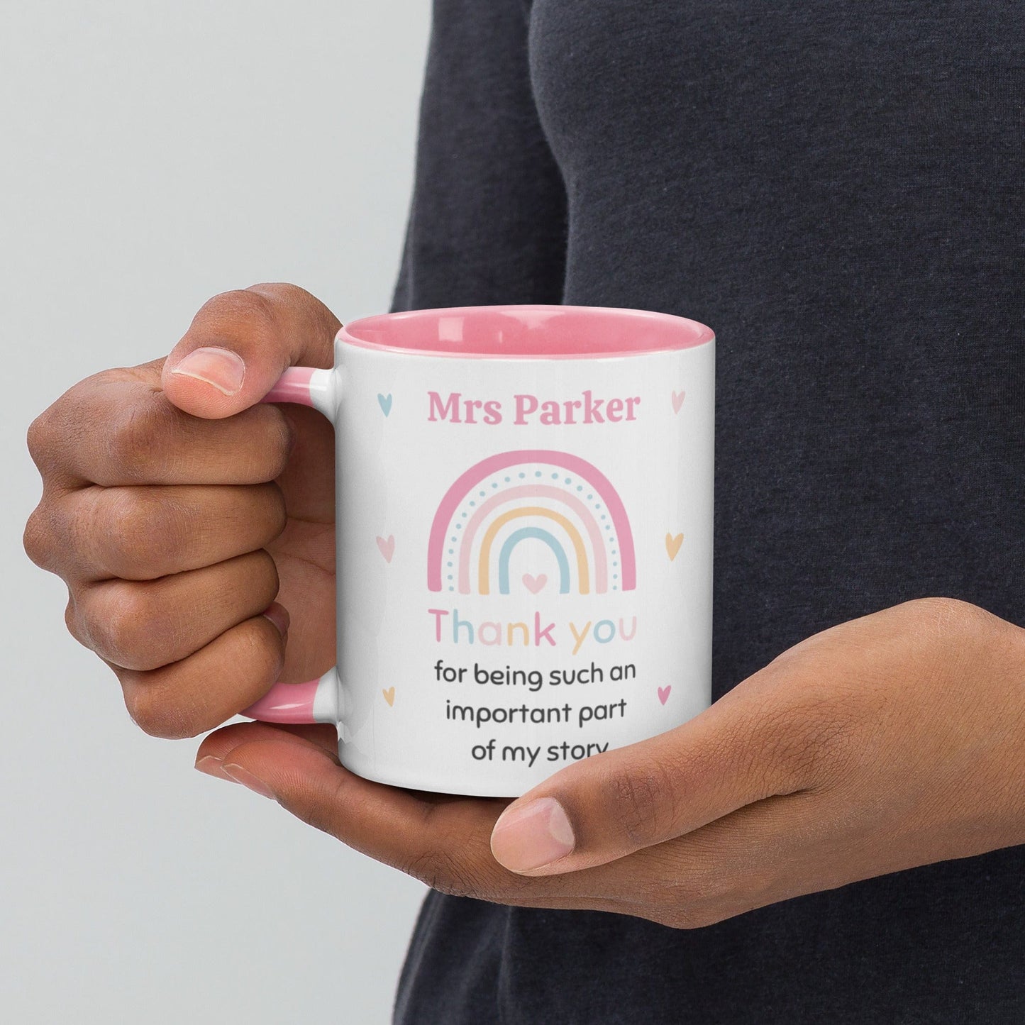 Mugs Personalised Teacher Thank You Mug with Color Inside By Luv Alwayz Gifts For Every Occassion