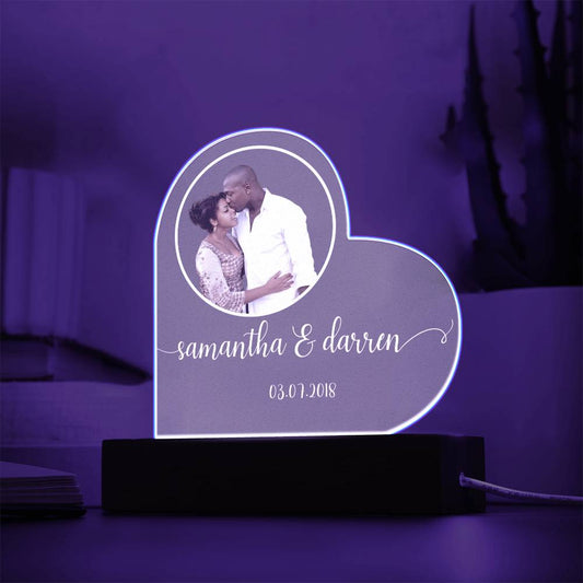 Plaque Custom Heart Acrylic Night Light By Luv Alwayz Gifts For Every Occassion