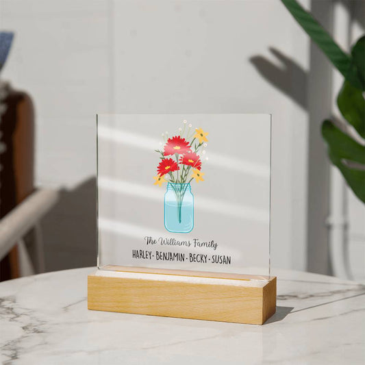 Plaque Personalised Flower Acrylic Plaque Stand | Christmas Gifts for Family By Luv Alwayz Gifts For Every Occassion