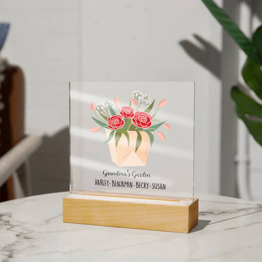 Plaque Personalised Flower Acrylic Plaque Stand | Christmas Gifts for Family By Luv Alwayz Gifts For Every Occassion