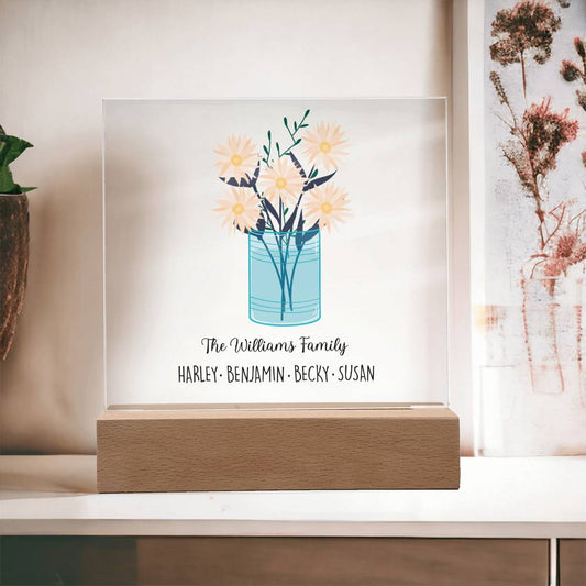 Plaque Personalised Flower Acrylic Plaque Stand | Christmas Gifts for Family By Luv Alwayz Gifts For Every Occassion