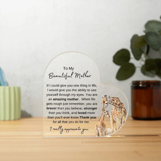 Plaque To My Beautiful Mother Heart Shaped Plaque By Luv Alwayz Gifts For Every Occassion