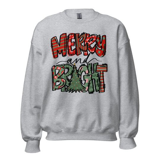 Sweatshirts Sport Grey / S Merry And Bright Unisex Sweatshirt By Luv Alwayz Gifts For Every Occassion