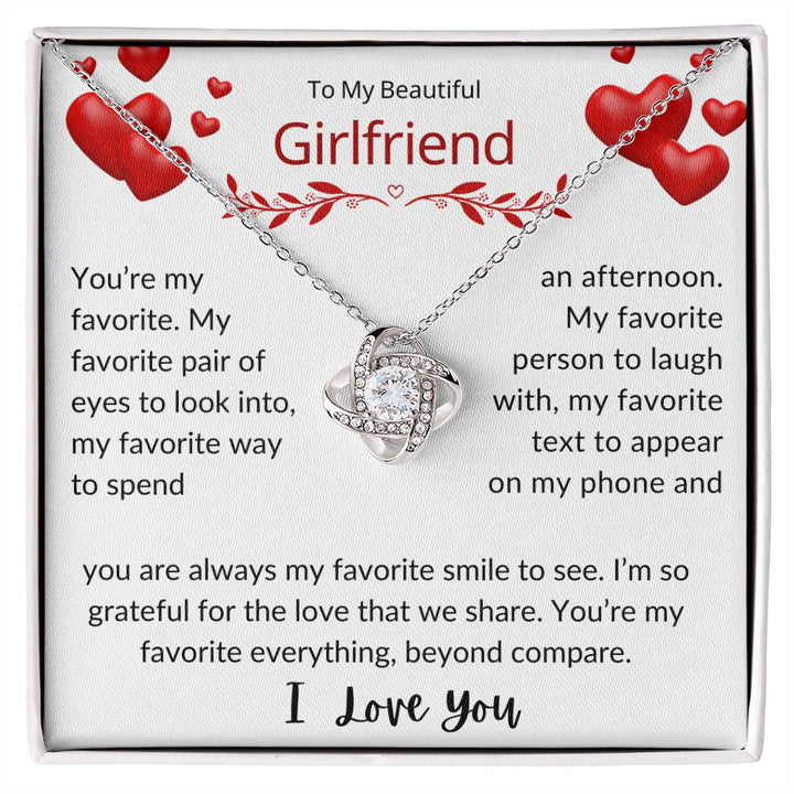 Jewelry 14K White Gold Finish / Standard Box To My Beautiful Girlfriend Luv Knot Necklace ❤️❤️ By Luv Alwayz Gifts For Every Occassion