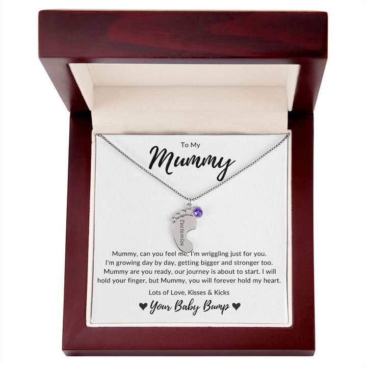 Jewelry 1 Charm / Polished Stainless Steel / Mahogany Finish Luxury Box To My Mummy Baby Feet Necklace By Luv Alwayz Gifts For Every Occassion