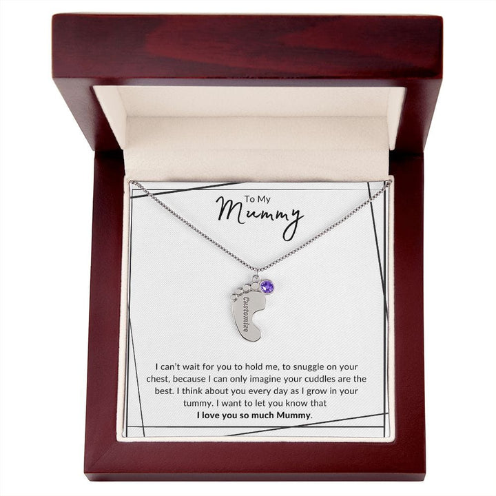 Jewelry 1 Charm / Polished Stainless Steel / Mahogany Finish Luxury Box To My Mummy Baby Feet Necklace By Luv Alwayz Gifts For Every Occassion