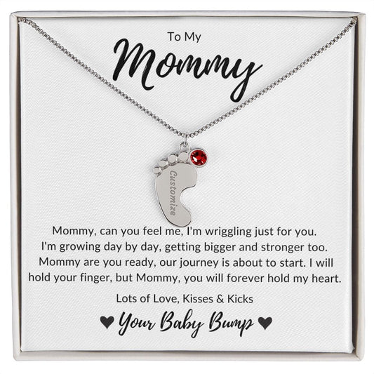 Jewelry 1 Charm / Polished Stainless Steel / Standard Box To My Mommy Baby Feet Necklace By Luv Alwayz Gifts For Every Occassion