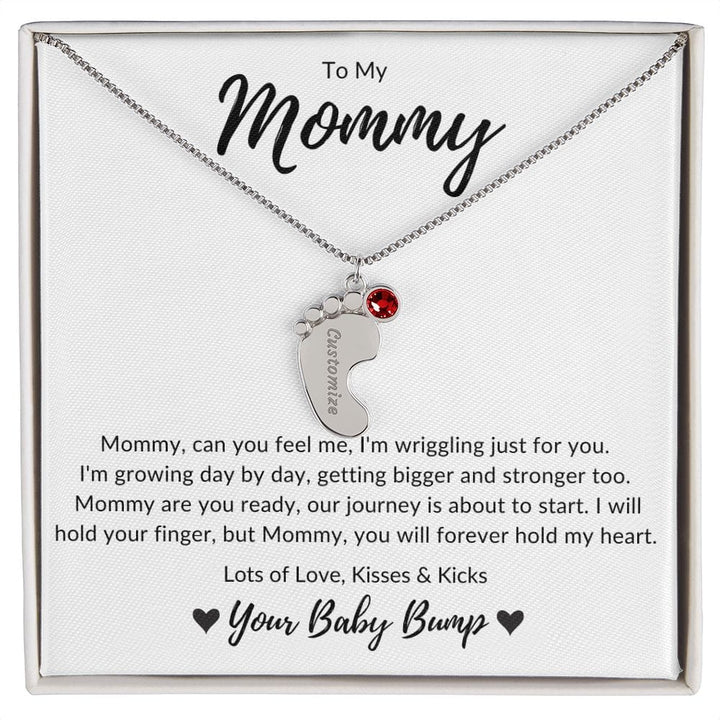 Jewelry 1 Charm / Polished Stainless Steel / Standard Box To My Mommy Baby Feet Necklace By Luv Alwayz Gifts For Every Occassion