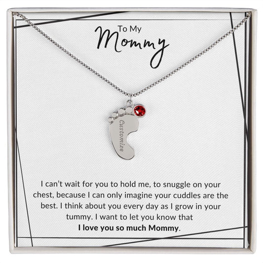 Jewelry 1 Charm / Polished Stainless Steel / Standard Box To My Mommy Baby Feet Necklace By Luv Alwayz Gifts For Every Occassion