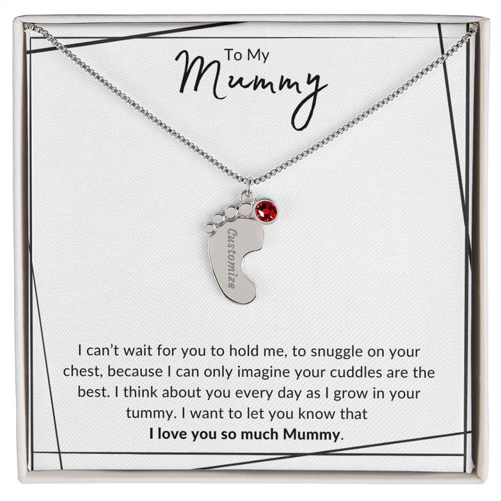 Jewelry 1 Charm / Polished Stainless Steel / Standard Box To My Mummy Baby Feet Necklace By Luv Alwayz Gifts For Every Occassion
